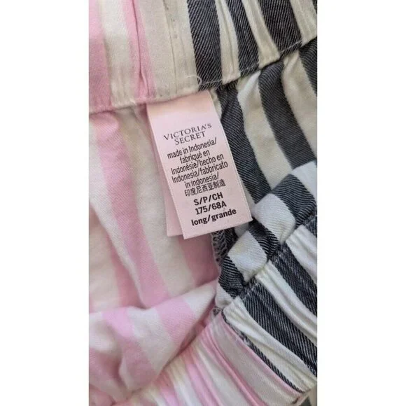 VICTORIA'S SECRET Women's Pajamas Flannel PJ 2-piece Set Small Stripes - Picture 9 of 10